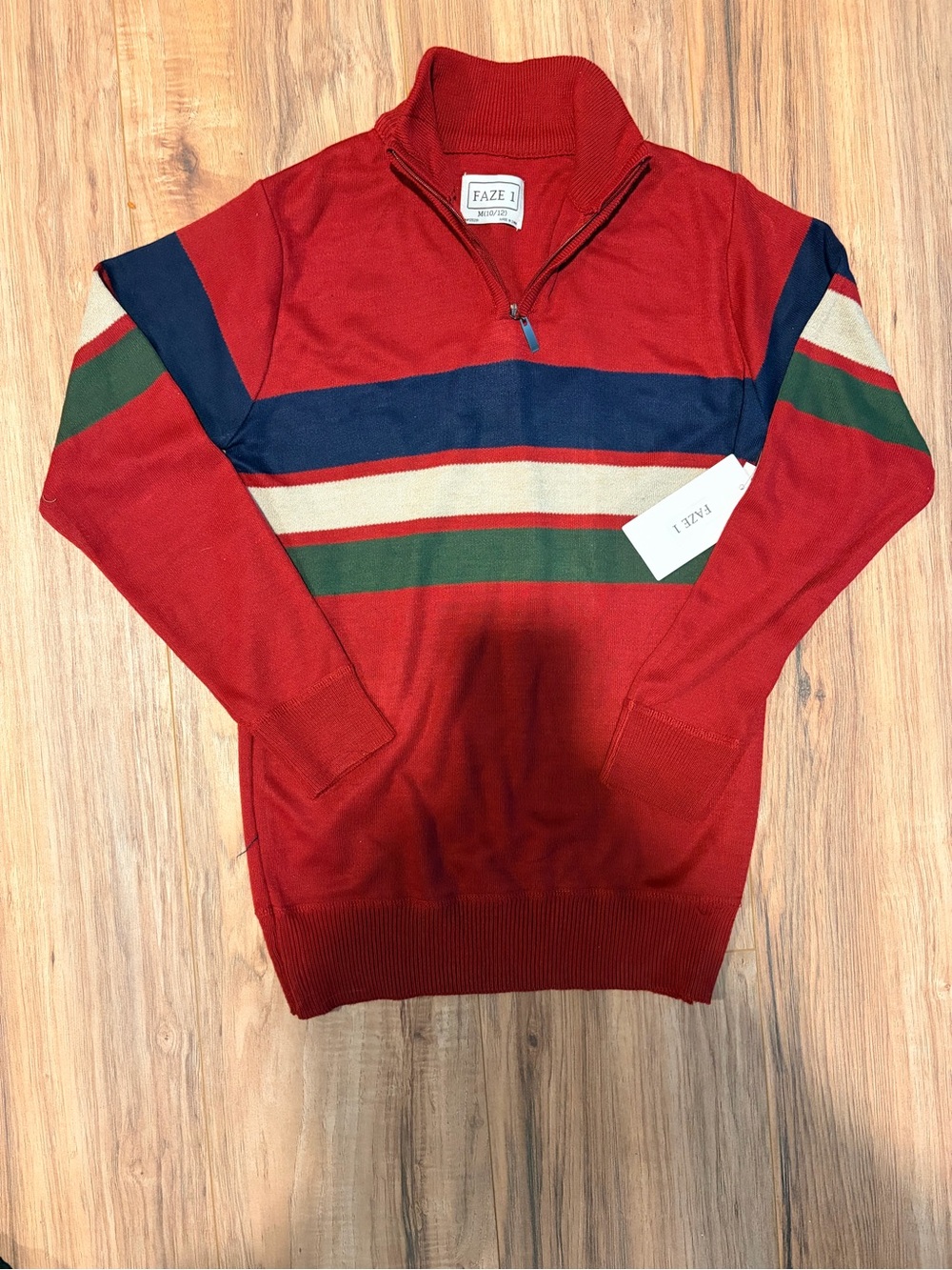 BUNDLE of 2 Red Quarter-Zip Striped Kids Sweater